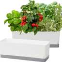 Self Watering Planters Pots for Indoor Plants, 2 Pack 17 Inch Plastic Planter Box Flower Pots for Indoor Outdoor Plants, Rectangle Herb Planter Window Boxes Planters with Drainage (Light Gray)