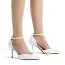 DREAM PAIRS Women's High Heel Ankle Strap Closed Toe Chunky Wedding Pumps Shoes(5)