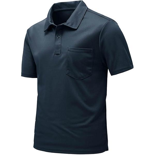 Mens Polo Shirts Quick Dry Sun Protection Performance Short Sleeve Tennis Golf Polo Shirts Navy BLUE, 2XL