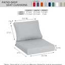 23.5"x27" Outdoor Deep Seat Patio Cushions Set of 2, Deep Seat Bottom Resilient Foam Filling Water-Resistant Stain-Resistant UV Resistant Weather Resistant with YKK Zippers, Stone Grey