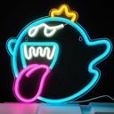 JOSEBRU King Boo The Ghost Face LED Neon Light Mario Lamp Acrylic Sign for Game Room Decor Gaming Light Accessory Gifts for Boy Room Decor (Ice Blue)