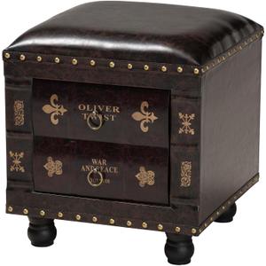 Baxton Studio Ottomans, One Size, Dark Brown, 15.8"D x 15.8"W x 17.5"H, 
Traditional Antique Inspired storage ottoman
Constructed from MDF wood in a distressed finish