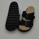 Chunky Platform Sandals for Women, Waterproof Non-Slip Rubber Sole, Adjustable Double Buckle, Arch Support Open Toe Slide Sandals, Comfortable Black Wedge Sandals for Women (9)