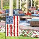 Patriotic Flower American Garden Flag Spring Summer Yard Decor 4th of July Memorial Independence Day Decorations Red White Blue Poppy Banner for Outside 28x40 Double Sided