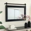 COGOOD Farmhouse Bathroom Mirror - 41" x 30" Rustic Barn Door Mirror for Living Room, Entryway, Bedroom, Vanity Wall Decor (Black)