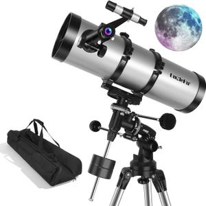 UncleHu 150EQ Newtonian Reflector Telescope for Adults High Powered, Professional Equatorial Telescopes for Adults Beginners with Portable Carry Bag, Phone Adapter, Stainless Steel Tripod, Moon Filter