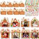 Zhanmai 48 Sets Gingerbread House Picture Frame Bulk Christmas Craft Kits DIY Gingerbread Candy Craft with Self Adhesive Stickers for Christmas Tree Hanging Frame Ornaments Keepsake Party Decoration