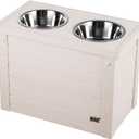 New Age Pet® Piedmont Elevated Dog Feeder, Antique White
Two 32 oz bowls; sliding-lid storage holds 15-20 lbs food; space-efficient design; easy-clean surfaces
