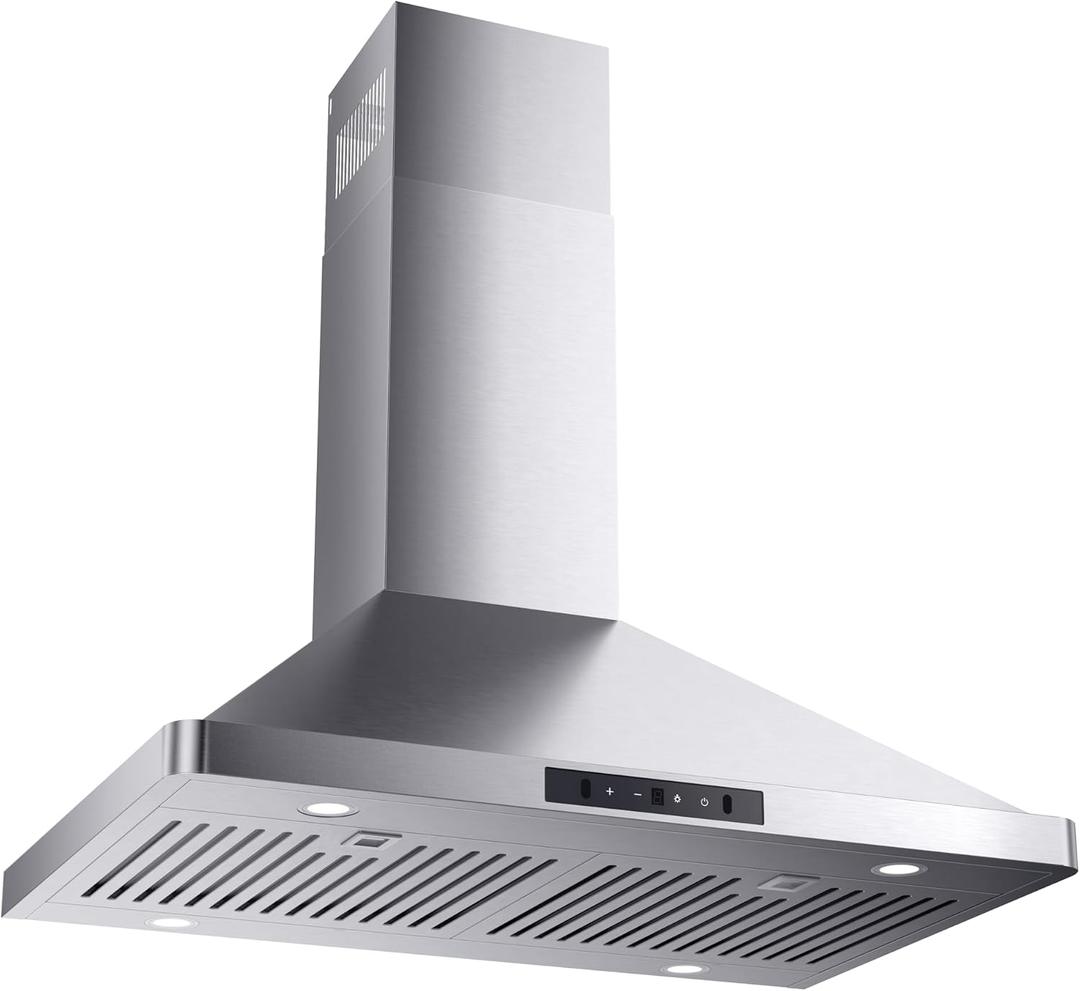 EVERKITCH 30inch Wall Mount Range Hood, 900CFM Stainless Steel Kitchen Hood