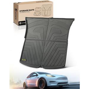 YHTAUTO for Tesla Model Y 2020-2025 Trunk Mat, All Weather TPE Car Mats Carpet, Black (Rear Trunk Mat (1 Piece))