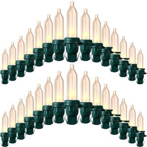 Remagr 240 Pcs Christmas LED Replacement Bulb Mini Wide Angle LED Xmas Bulb LED Tree Light Outdoor String Light Replacement for Christmas Garden Tree Party(Green Base with Warm White Bulb)