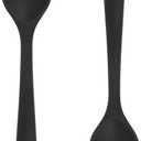 Cooking Spoon 2Pcs 10.8'' Large Serving Spoons Black Heat Resistant Silicone Spoon, Non-Stick Mixing Kitchen Spoons, Premium Silicone Kitchen Utensils for Stirring, Baking & Mixing, Dishwasher Safe