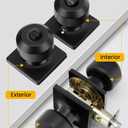 Goldenwarm Matte Black Entry Interior Door Knob, Square Exterior Door Knobs, Matte Black Exterior Key Door Knobs (1 Pack)