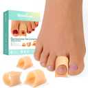 Welnove Hammertoe Corrector - 6 Pack Toe Splints - Soft Gel Toe Straighteners - Realign Bent, Curled, Crooked, Claw, Hammer Toes - Toe Corrector for Men and Women, 3 Different Sizes (Beige)