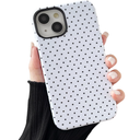 Compatible with iPhone 13/14 Pro Max Case, Fashion Cute Polka Dot Pattern Aesthetic Design for Women, Soft TPU and Hard Back Shockproof Phone Case, White Phone Case