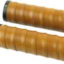 7/8 inch Vintage Motorcycle Handlebar Throttle Hand Grips with End Plugs Aluminum CNC Tube Retro Leatherette for Cafe Racer Bobber Chopper