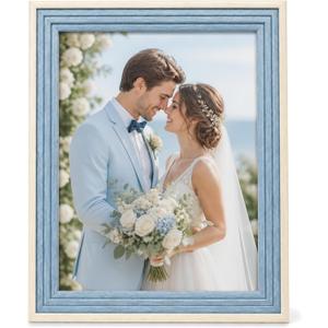8x10 Blue Picture Frame, Vintage Retro PS Frame with Plexiglass, 1 Pack