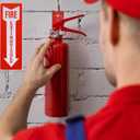 2 Pack Fire Extinguisher Holder and 4 Pieces Fire Extinguisher Sign Sticker, 20lb Fire Extinguisher Wall Hook Mount Bracket for Big and Small Fire Extinguishers, Indoors and Outdoors