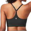 Heathyoga Sports Bras for Women Adjustable Strappy Sports Bra Y-Back Low Impact Racerback Workout Bra with Removable Pads (Large, Black)