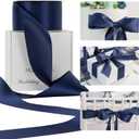 HUIHUANG Navy Blue Ribbon 2 inch Wide Double-Faced Navy Satin Silk Ribbon for Home Decor, Crafts, Bows Making, Flower Bouquet Wrap, Gift Wrapping, Gift Basket, Wedding Party Decor- 25 Yards/Roll