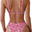SOLY HUX Women's Floral Print Spaghetti Strap Bikini Bathing Suit 2 Piece Swimsuits Multicoloured Floral Large (Pink, L)