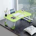 Slendor Lap Desk with Cup Holder, Foldable Laptop Table for Bed, Portable Bed Desk for Laptop and Writing, Computer Tray with Tablet Slot, Notebook Stand Reading Holder for Couch Sofa Floor,Green