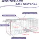 Live Animal Trap Cage with Cover and Gloves, Heavy Duty Folding Animal Traps Cage for Stray Cats, Humane Cat Trap for Raccoon, Squirrel, Skunk, Catch and Release - (32 x 10 x 12 inches)