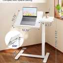 Overbed Bedside Table with Wheels, 27.9-41.3" Pneumatic Height Adjustable