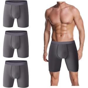 Mens Incontinence Boxer Briefs Pack of 3, Leakproof Urinary Incontinence Underwear for Men (Grey, XL)