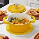 small soup pot with lid,2.6 Quart Granite Casserole Small Soup Pot Pasta Cooking Pot,Dual Handles, Small-Duty Cookware for Braising, Cook soup (Yellow)