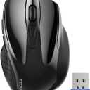 TECKNET Wireless Mouse, 2.4G Ergonomic Optical Mouse, Computer Mouse for Laptop, PC, Computer, Chromebook, Notebook, 6 Buttons, 24 Months Battery Life, 2600 DPI, 5 Adjustment Levels - Black