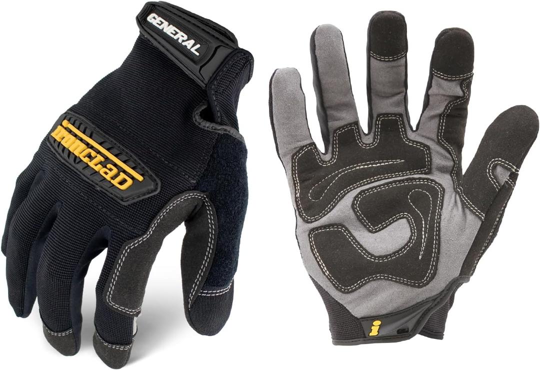 Ironclad General Utility Work Gloves GUG, All-Purpose, Performance Fit, Durable, Machine Washable, (1 Pair), Small - GUG-02-S , Black