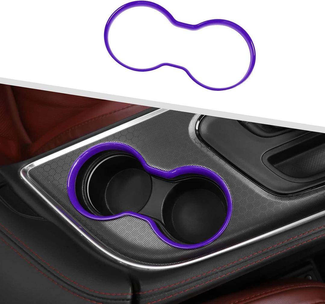 JeCar for Challenger Purple Interior Front Cup Holder Cover Trim Fit for 2015-2023 Dodge Challenger Interior Accessories