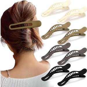 Large Duck Billed Hair Clips, Ahoney 12 Pack Alligator Hair Clips Hair Barrettes for Women Thick Hair Flat Hair Clips Duck Clips Slide Hair Clips Matte Finish Hair Accessories for Women (Neutral)