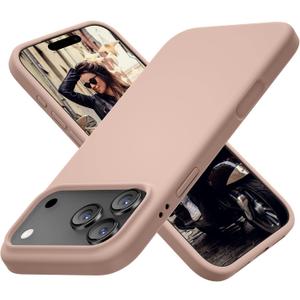 Cordking for iPhone 17 Pro Case, Silicone Ultra Slim Shockproof Protective Phone Case with [Soft Anti-Scratch Microfiber Lining], 6.3 inch, Pinksand