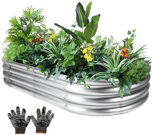 Gartist Raised Garden Bed, Galvanized Planter Raised Beds for Outdoor，8x4x1ft,Vegetables, Flowers & Herbs, Heavy-Duty Metal Raised Garden Beds Outdoor, Rust-Resistant & Easy Assembly(Silvery)