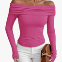 Prettywear Women's Sexy Off Shoulder Tops Dressy Casual Long Sleeves Going Out Nightout Shirt, S