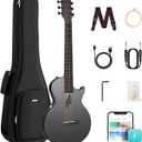 Enya NOVA GO SP1 Carbon Fiber Travel Guitar - 35" Acoustic Electric with Smart AcousticPlus Technology, Built-in Effects, USB Recording, Bluetooth Speaker, Beginner Bundle with Gig Bag & Accessories