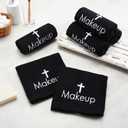 Shimeyao 13x13 Inch Black Makeup Towels Bulk Reusable Makeup Washcloths for Face Facial Remover Washcloths Absorbent Cotton Towel for Salon Spa Women Skin Care(6 Pcs,Cross Pattern)