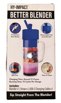 Better Blender Turbo Power USB Rechargeable 16 Oz
