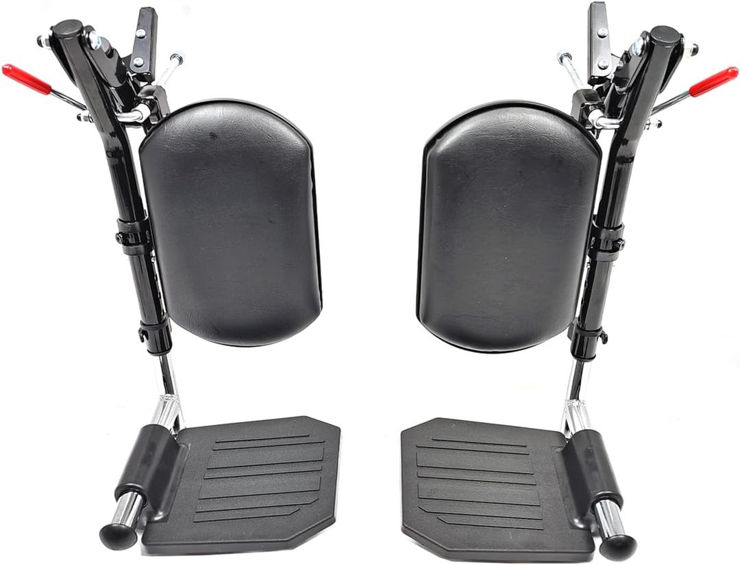 Wheelchair Elevating Legrests with Padded Calf Pads, Composite Footplates, Fits Most Standard wheelchairs of All Brands. Wheelchair Parts,Same Functional Structure as LK3JELR,T94,(1Pr, Black)
