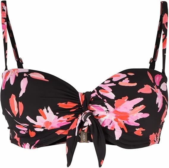 Tamaris Women's ASCHA AOP Bandeau Bikini Top with Bow, Color: Pink Flower Aop, M