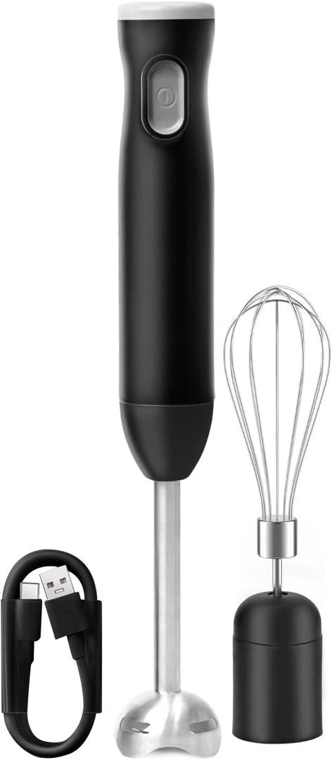 Immersion Blender Handheld Cordless Stick, Stainless Steel Hand Held Blender Mixer with Egg Whisk, for Soup, Smoothie, Puree, Baby Food