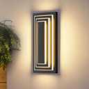 3-Tier LED Black Outdoor Wall Light Fixtures 15.7 in Modern Outdoor Wall Sconce Waterproof Front Porch Lights Wall Mount,24 W Large Porch Lights for House Garage,Patio 1 Pack