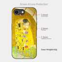 for iPhone 16e 17e Artistic Printing Black Silicone Glass Case The Kiss