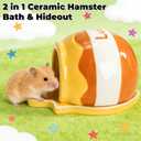Honey Hamster Hideout, Ceramic Small Pet Hideaway House, Guinea Pig Habitat Decor, Cute Syrian Hut, Chinchilla Cage Accessories for Dwarf Hamsters, Mice, Rats, Toads