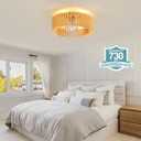 Boho Caged Ceiling Fans with Lights Low Profile Fandelier Ceiling Fan with Light and Remote Wooden Flush Mount Bladeless Ceiling Fan for Bedroom, Kitchen,Foyer(Enclosed,6 Speed, Timing)