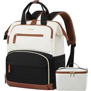 LOVEVOOK Lunch Backpack for Women, 15.6 Inch Laptop Bag with Insulated Cooler Lunch Box, Work Backpack for Teacher Nurse, Travel Backpack Lunch Bag for Camping Picnic Daily Use