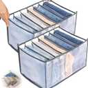 TOOVREN Wardrobe Clothes Organizer 7 Grids, Folded Clothes Organizer for Closet, Clothing Storage Bins, Washable Foldable Drawer Clothes Compartment Storage Box for Closet Bedroom Dorm Room (Gray, 2PCS)