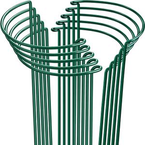 HiGift 10 Pack 24" H x 10" W Tall Plant Support Stakes, Half Round Metal Peony Cages and Supports, Monstera Plant Support Snake Plant Stake Flower Support Ring for Tomato, Hydrangea Outdoor Indoor
